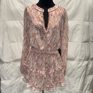 Lulu's Pink and Cream Long Sleeve Dress